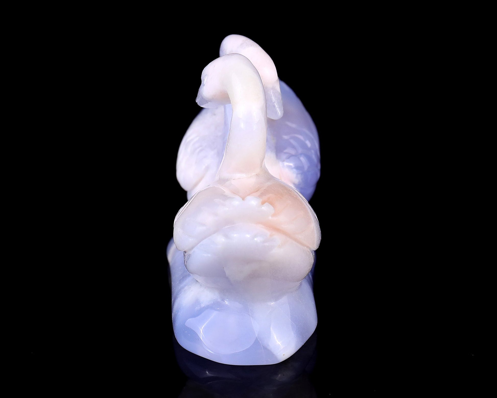 Nicedony 3.7" Blue Chalcedony Hand Carved Crystal Swans Sculpture - View 6