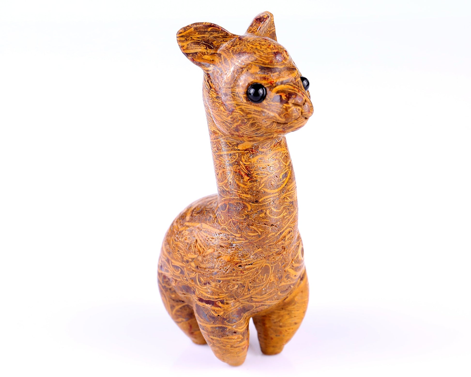 Nicedony 3.7" Elephant Skin Jasper Hand Carved Alpaca Sculpture
