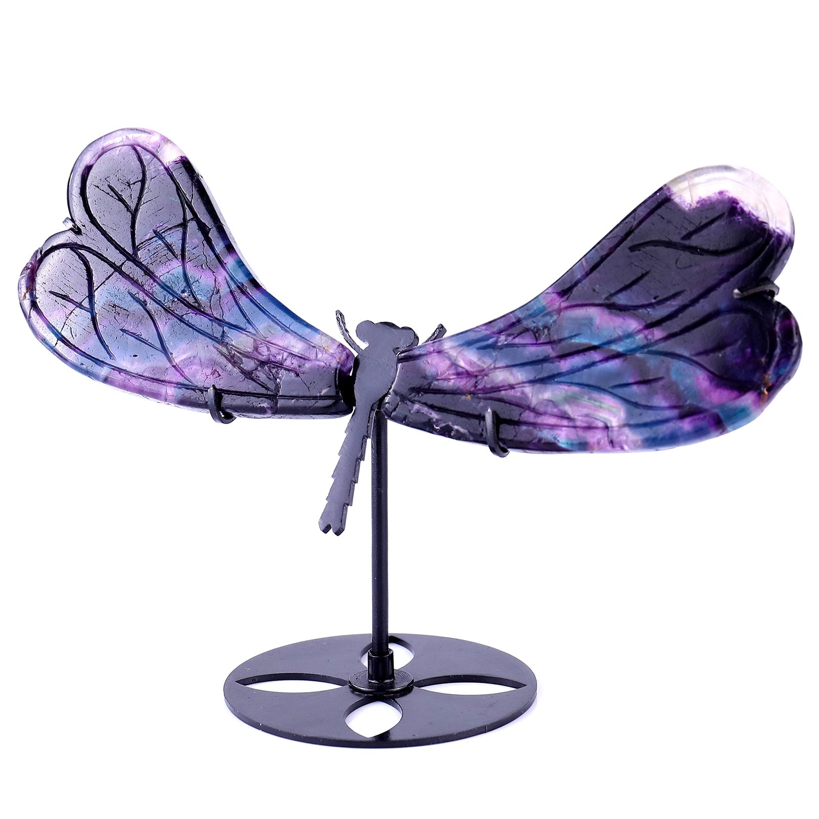 Nicedony 3.7" Fluorite Hand Carved Crystal Dragonfly Wings Sculpture - View 7