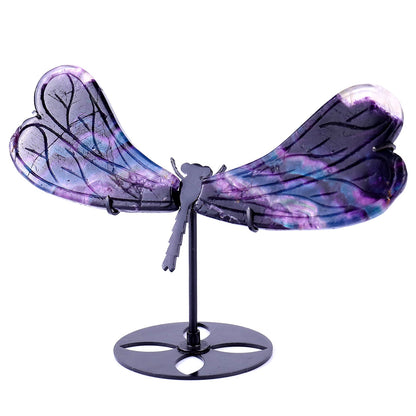 Nicedony 3.7" Fluorite Hand Carved Crystal Dragonfly Wings Sculpture - View 7