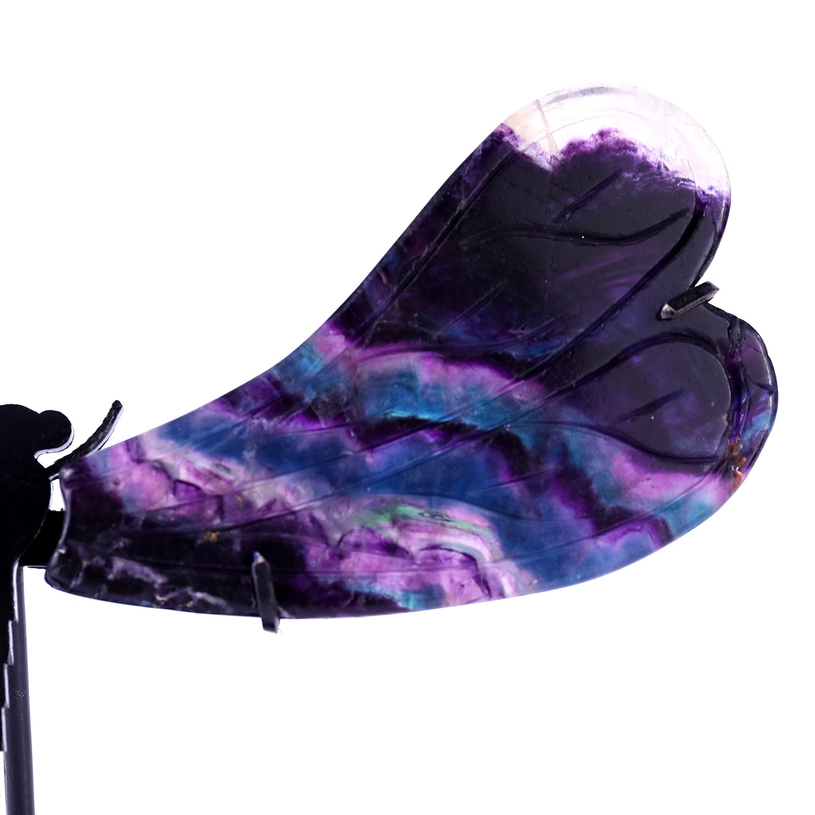 Nicedony 3.7" Fluorite Hand Carved Crystal Dragonfly Wings Sculpture - View 2
