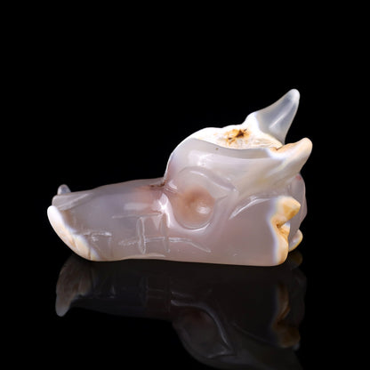 Nicedony 3.7" Geode Agate Hand Carved Crystal Dragon Skull Sculpture - View 4