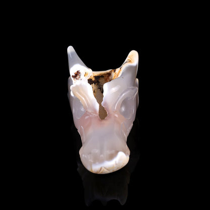 Nicedony 3.7" Geode Agate Hand Carved Crystal Dragon Skull Sculpture - View 2
