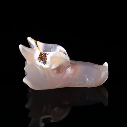 Nicedony 3.7" Geode Agate Hand Carved Crystal Dragon Skull Sculpture - View 3