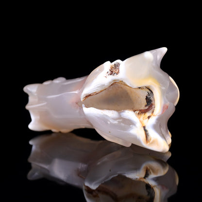 Nicedony 3.7" Geode Agate Hand Carved Crystal Dragon Skull Sculpture - View 6