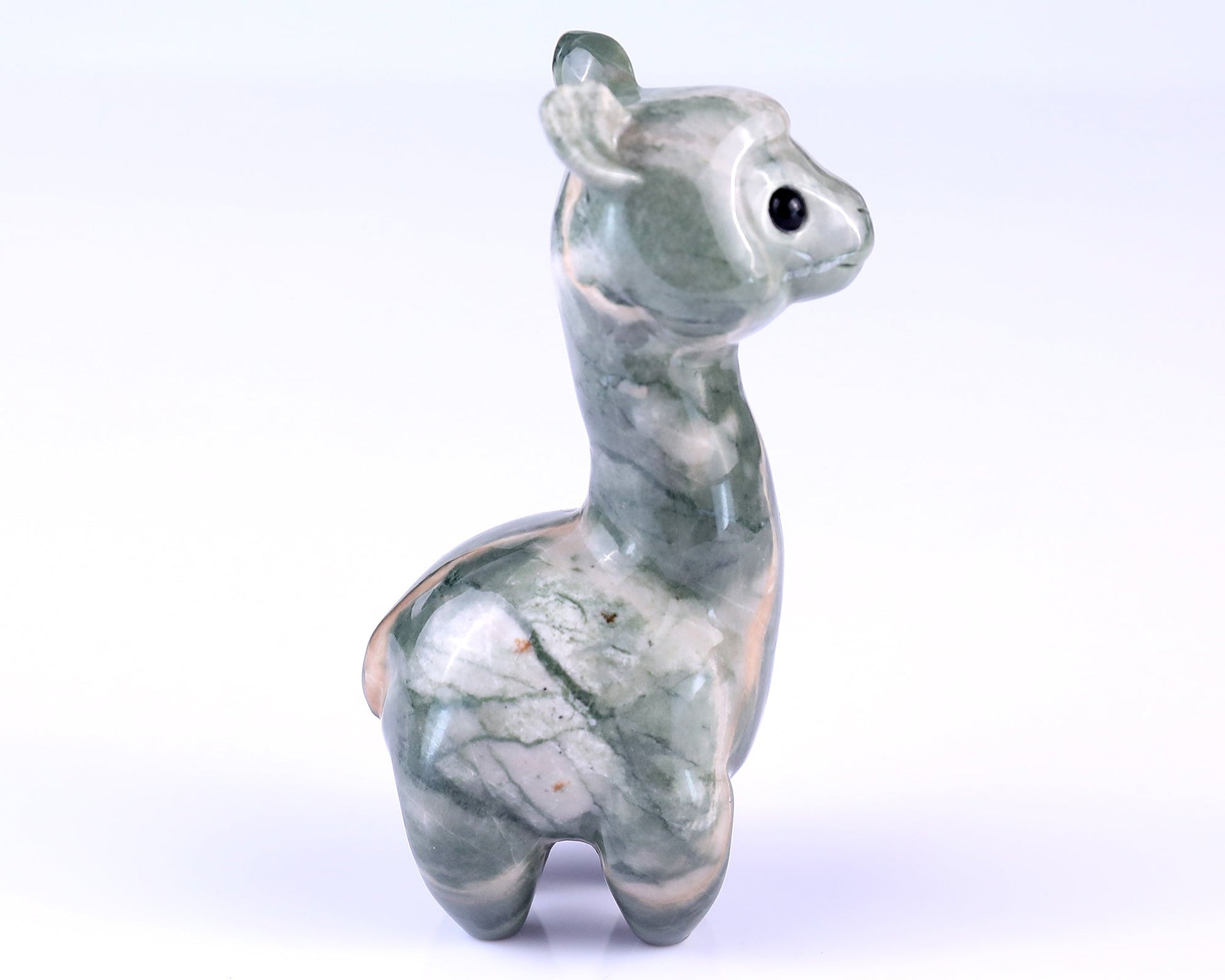 Nicedony 3.7" Jiulong Jade Hand Carved Crystal Alpaca Sculpture - View 3