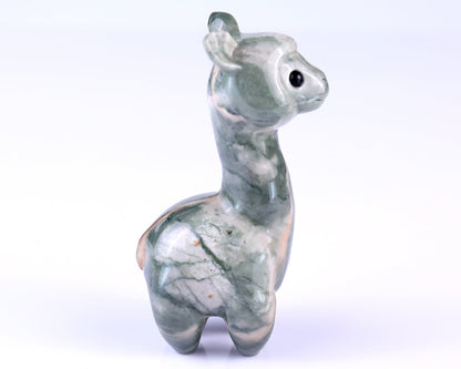Nicedony 3.7" Jiulong Jade Hand Carved Crystal Alpaca Sculpture - View 3