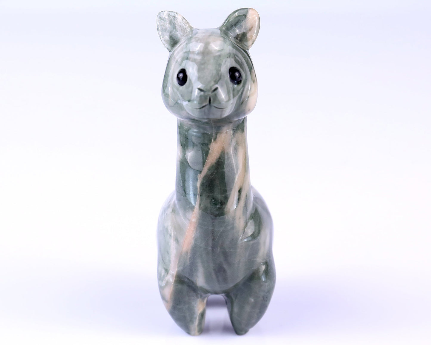 Nicedony 3.7" Jiulong Jade Hand Carved Crystal Alpaca Sculpture - #S100100