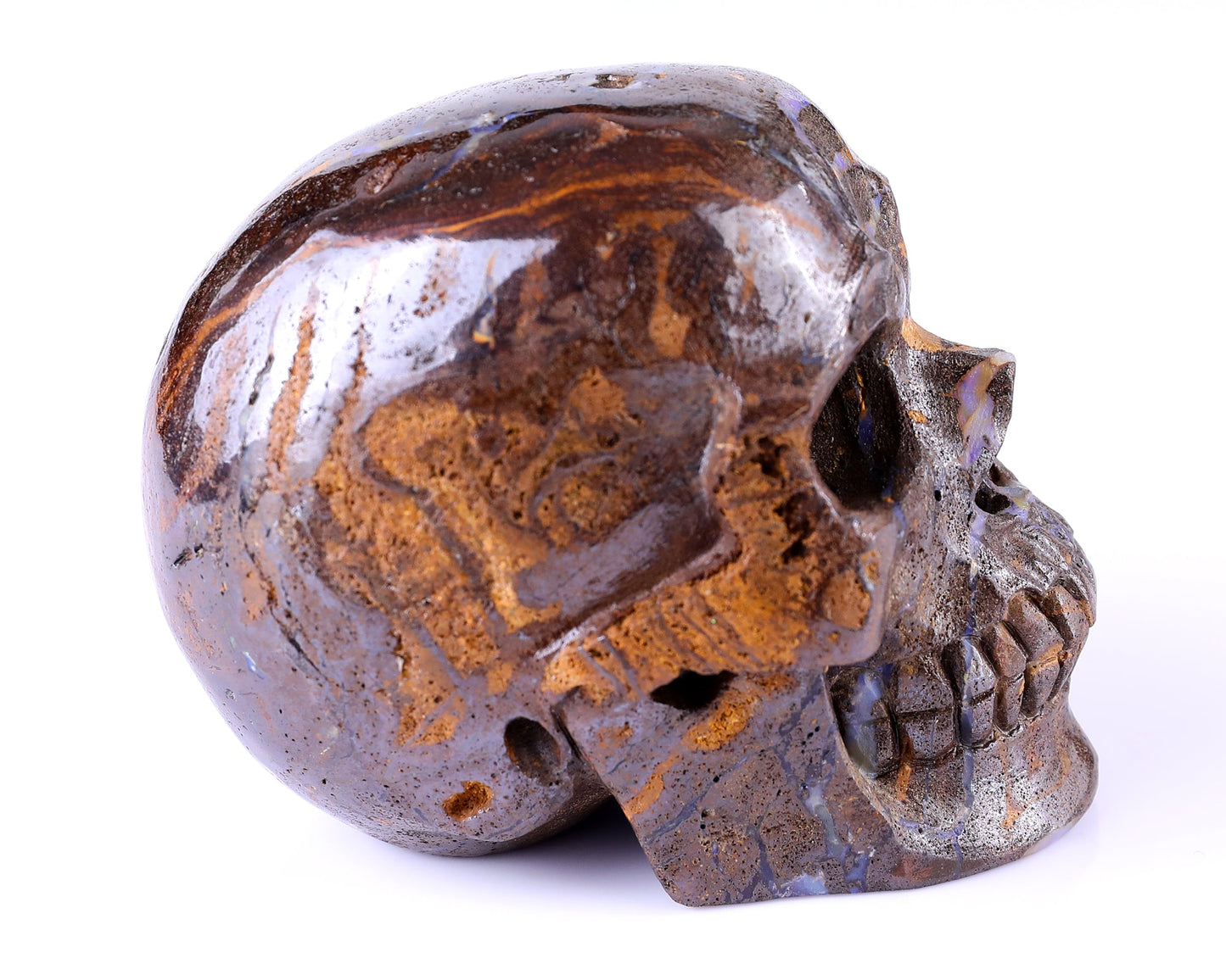 Nicedony 3.7" Opal Hand Carved Crystal Realistic Skull Sculpture - View 5