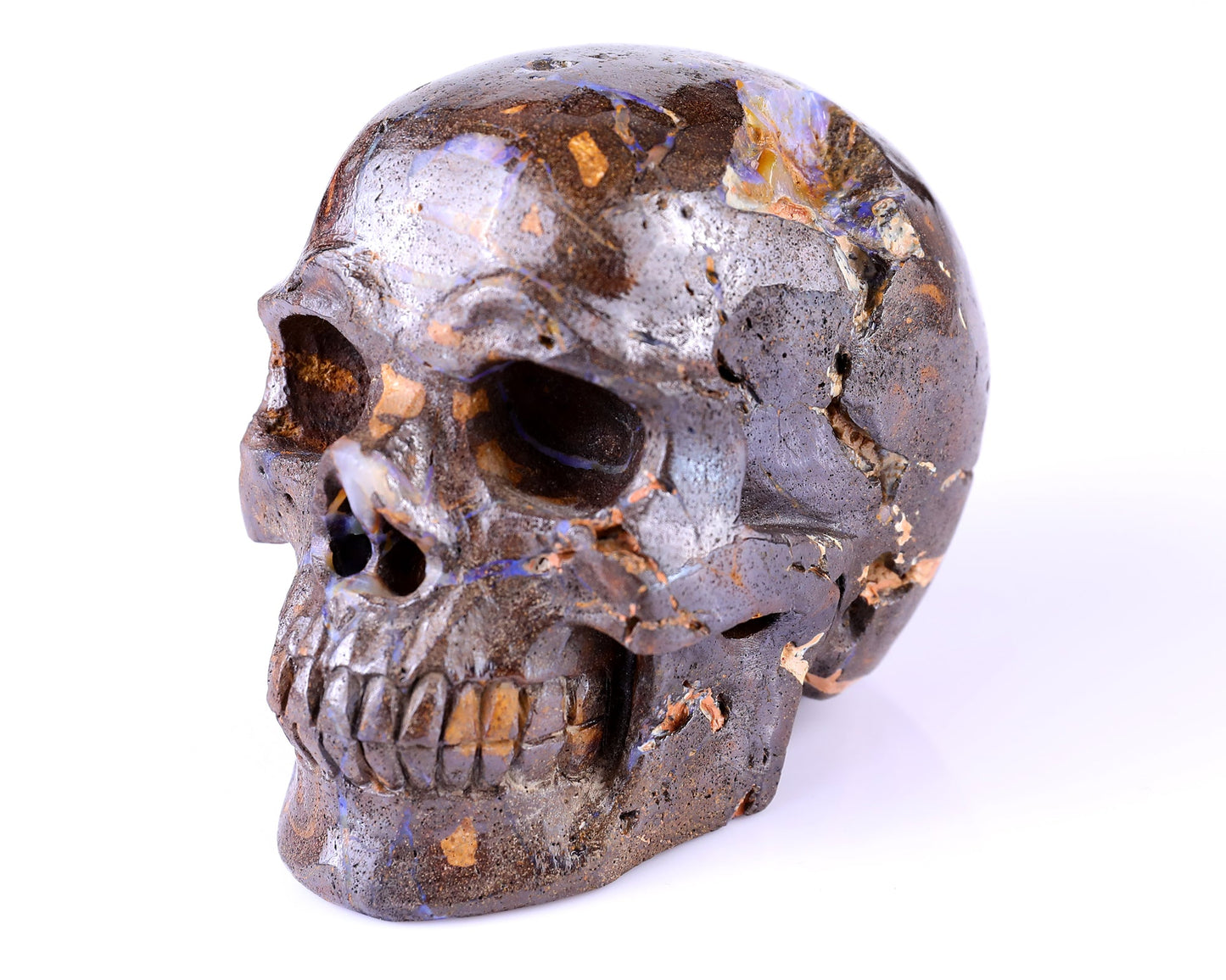 Nicedony 3.7" Opal Hand Carved Crystal Realistic Skull Sculpture
