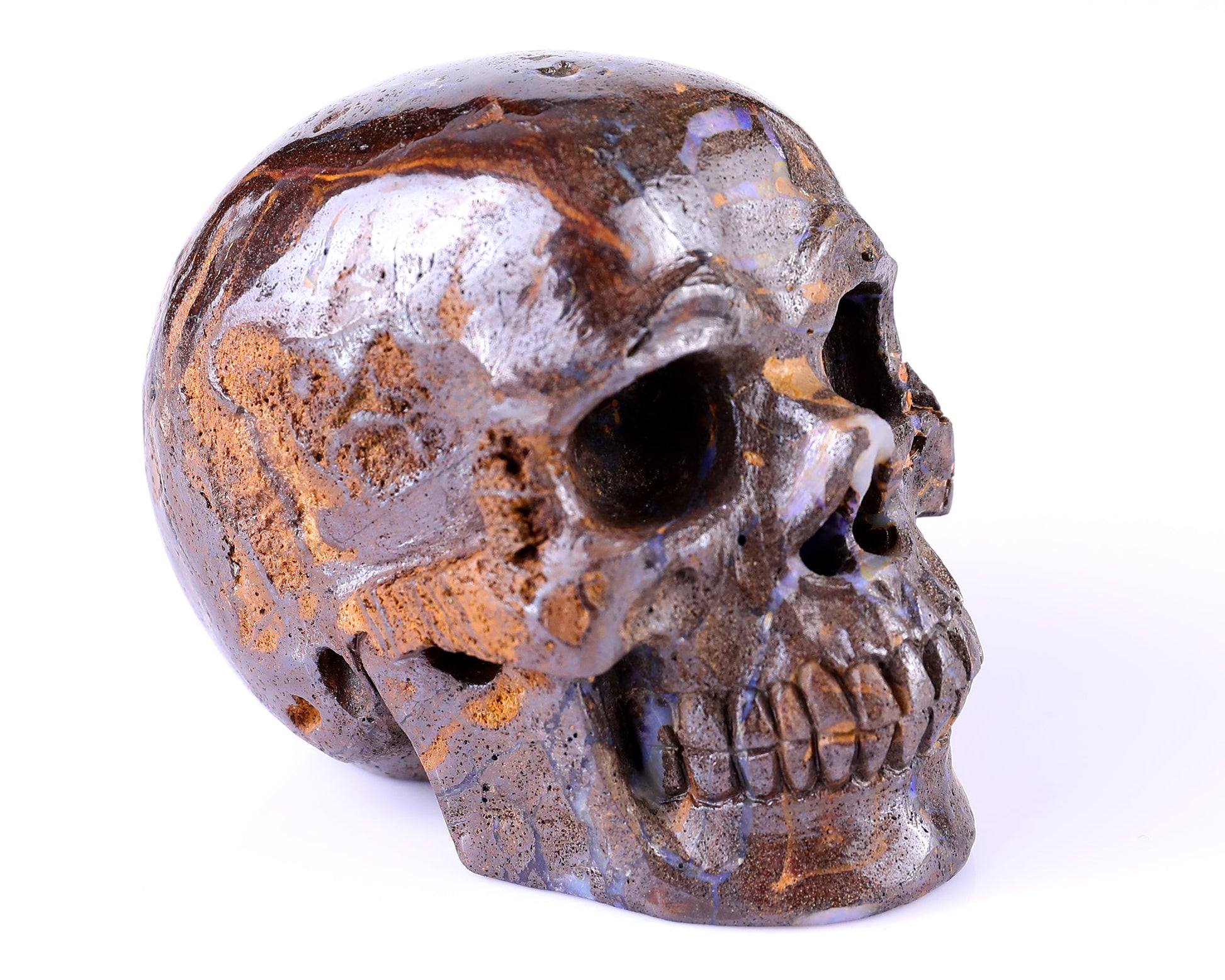 Nicedony 3.7" Opal Hand Carved Crystal Realistic Skull Sculpture - View 4