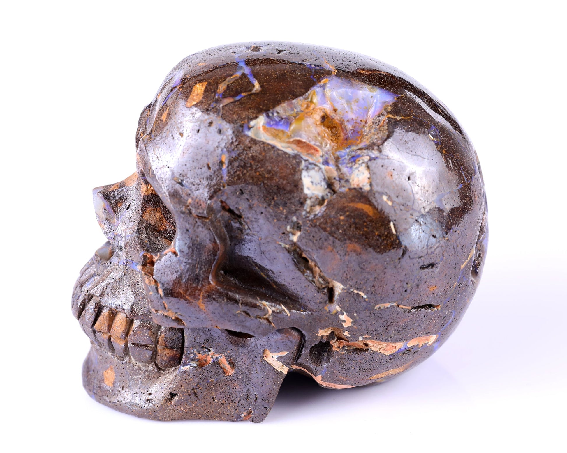 Nicedony 3.7" Opal Hand Carved Crystal Realistic Skull Sculpture - View 9