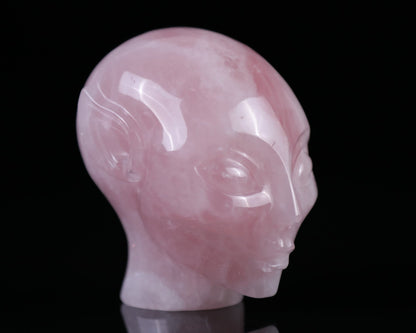 Nicedony 3.7" Rose Quartz Hand Carved Crystal Elf Alien Sculpture - View 8