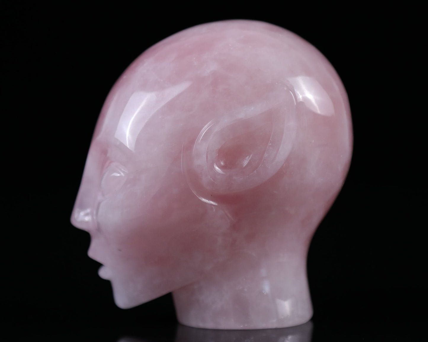 Nicedony 3.7" Rose Quartz Hand Carved Crystal Elf Alien Sculpture - View 3