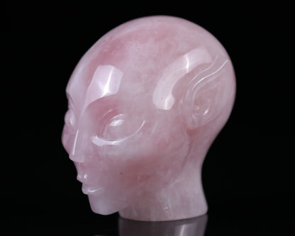 Nicedony 3.7" Rose Quartz Hand Carved Crystal Elf Alien Sculpture
