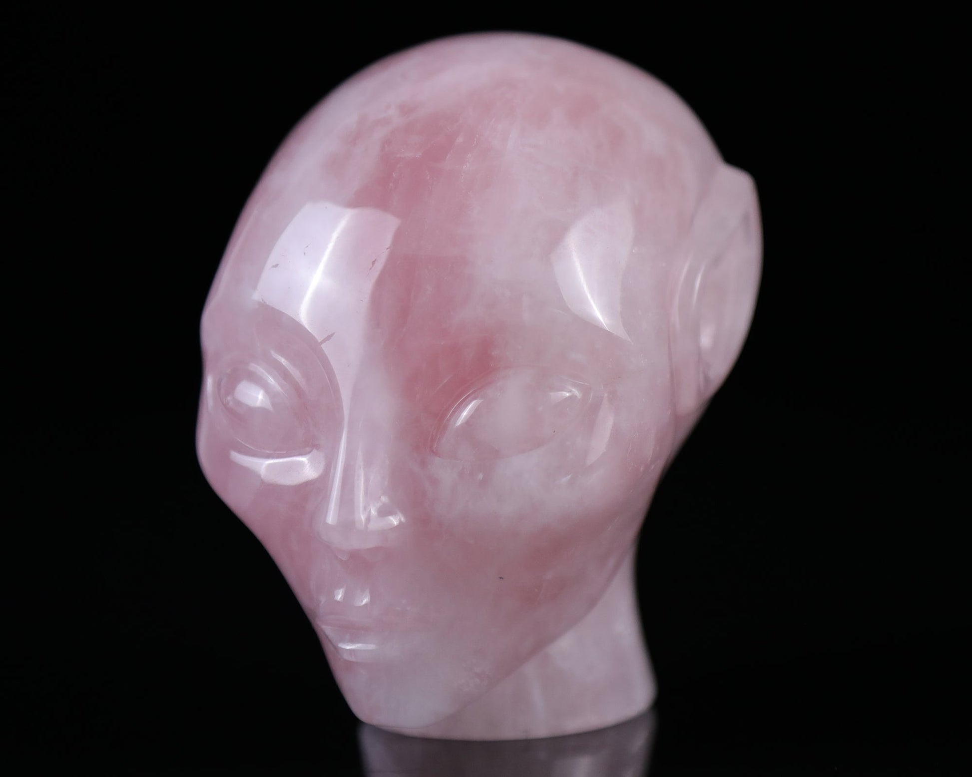 Nicedony 3.7" Rose Quartz Hand Carved Crystal Elf Alien Sculpture - View 4