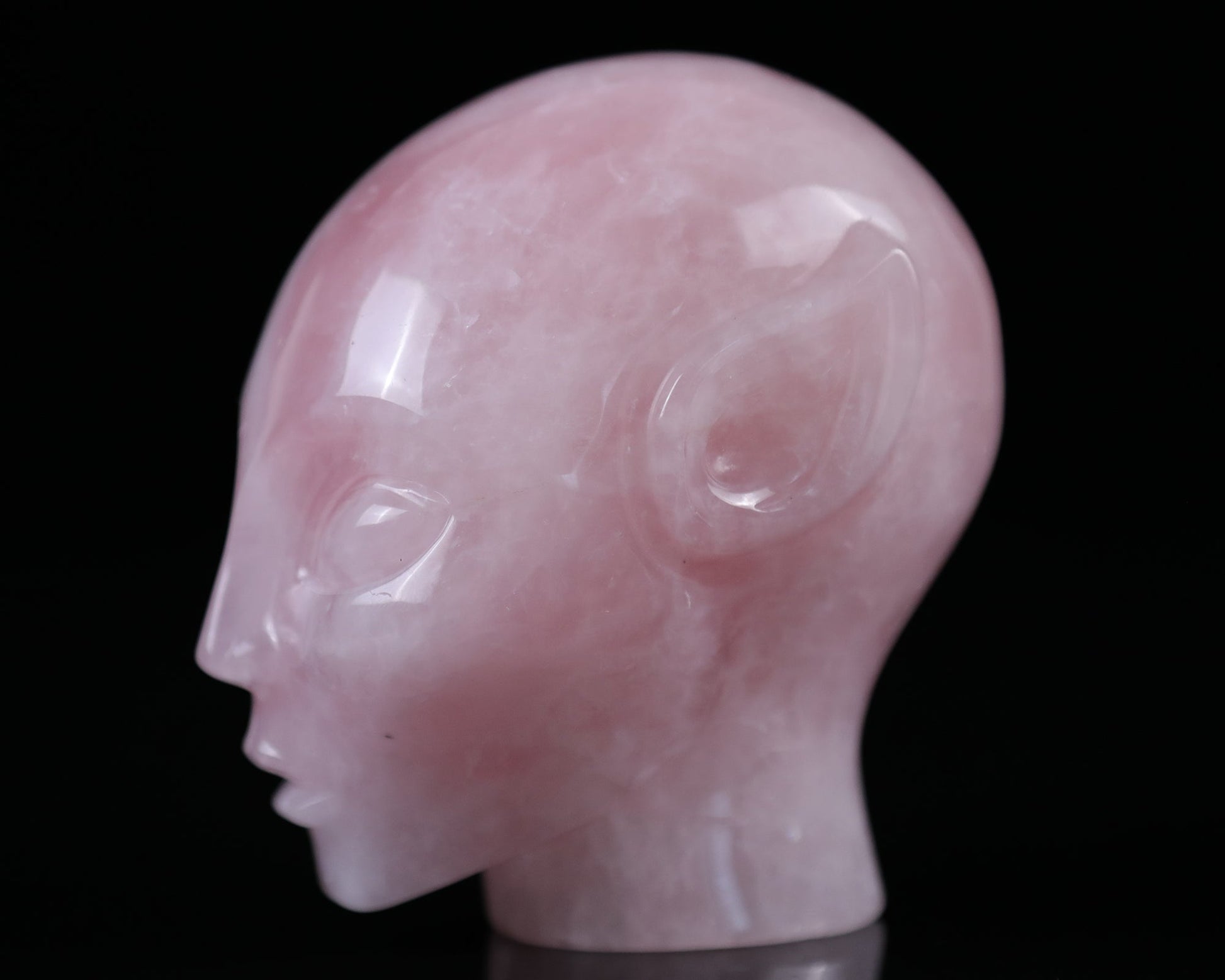 Nicedony 3.7" Rose Quartz Hand Carved Crystal Elf Alien Sculpture - View 5