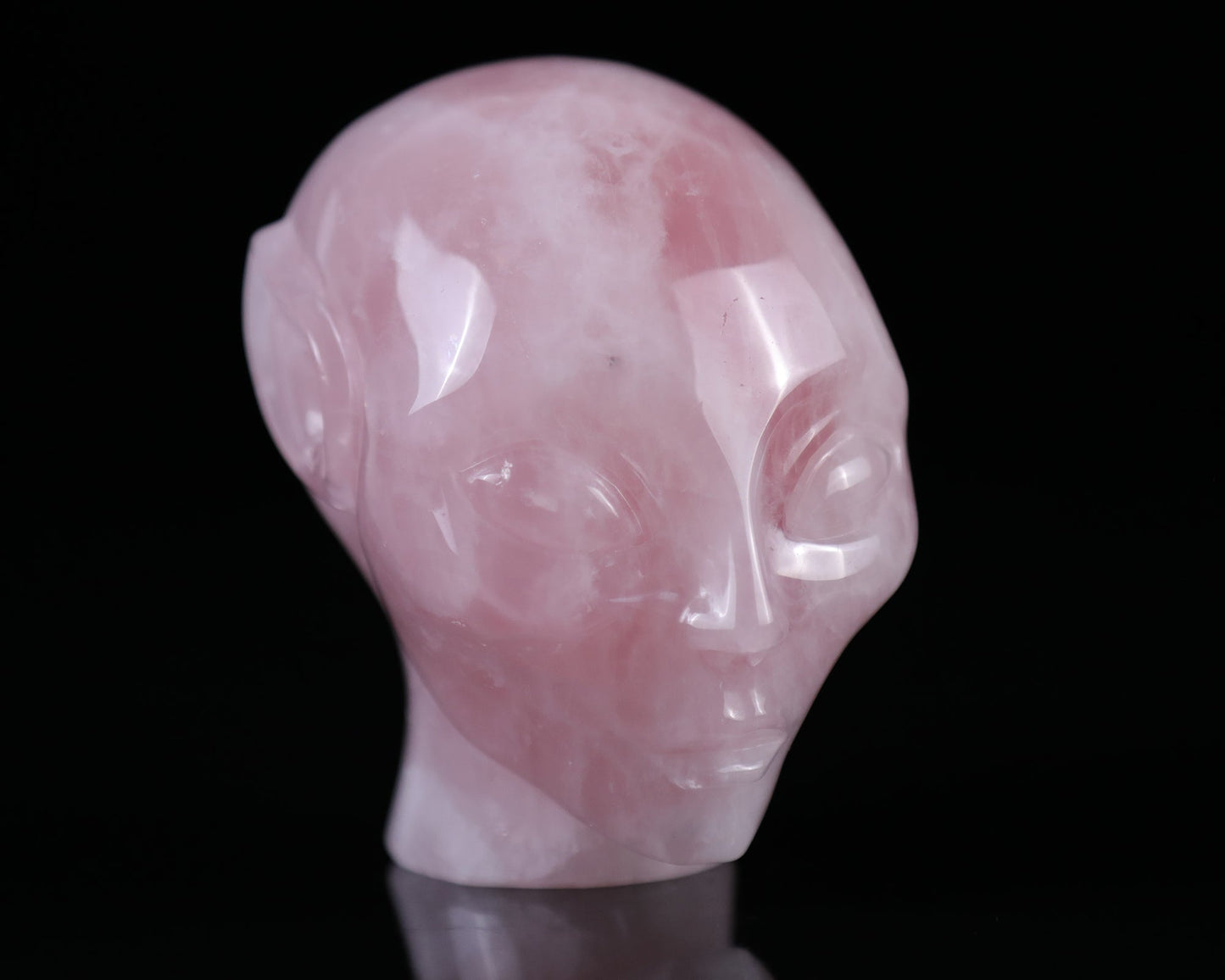 Nicedony 3.7" Rose Quartz Hand Carved Crystal Elf Alien Sculpture - View 2