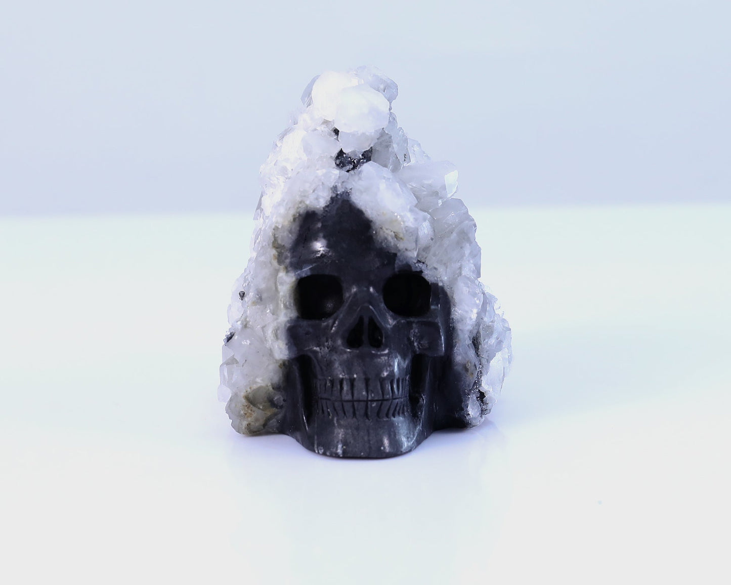 Nicedony 3.7" Quartz Rock Druse Hand Carved Mineral Specimen Skull Sculpture - View 2