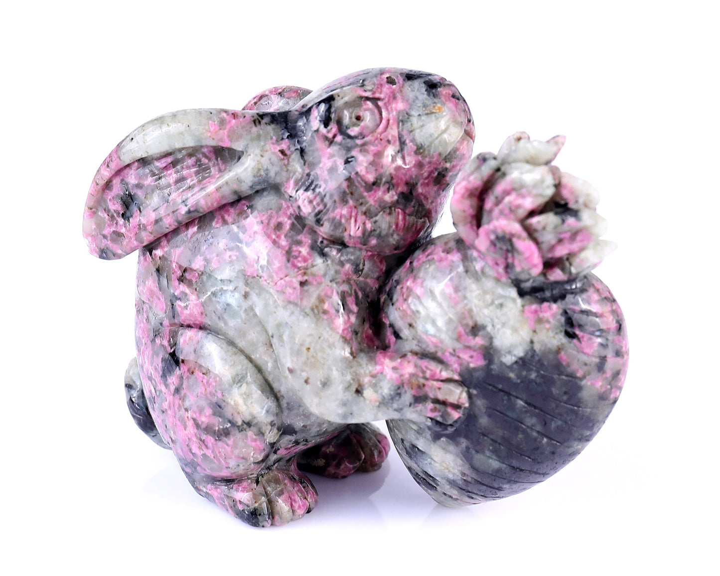 Nicedony 3.7" Rhodonite Hand Carved Crystal Rabbit Sculpture