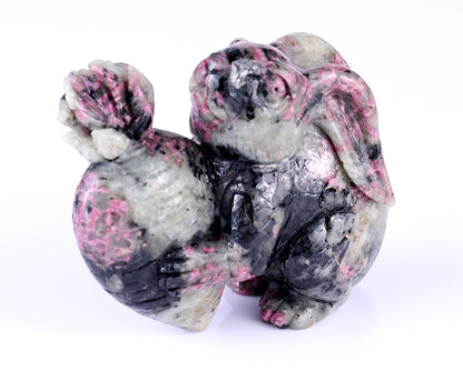 Nicedony 3.7" Rhodonite Hand Carved Crystal Rabbit Sculpture - View 7