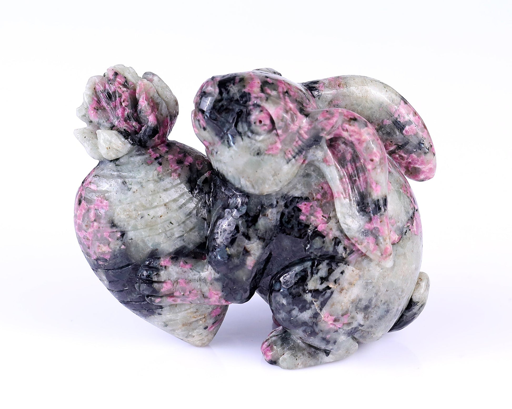 Nicedony 3.7" Rhodonite Hand Carved Crystal Rabbit Sculpture - View 4