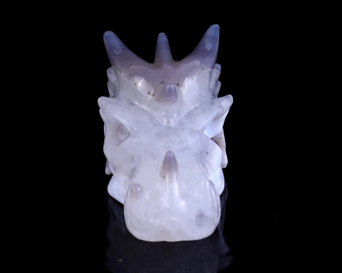 Nicedony 3.7" White Geode Agate Hand Carved Dragon Skull Sculpture - View 2