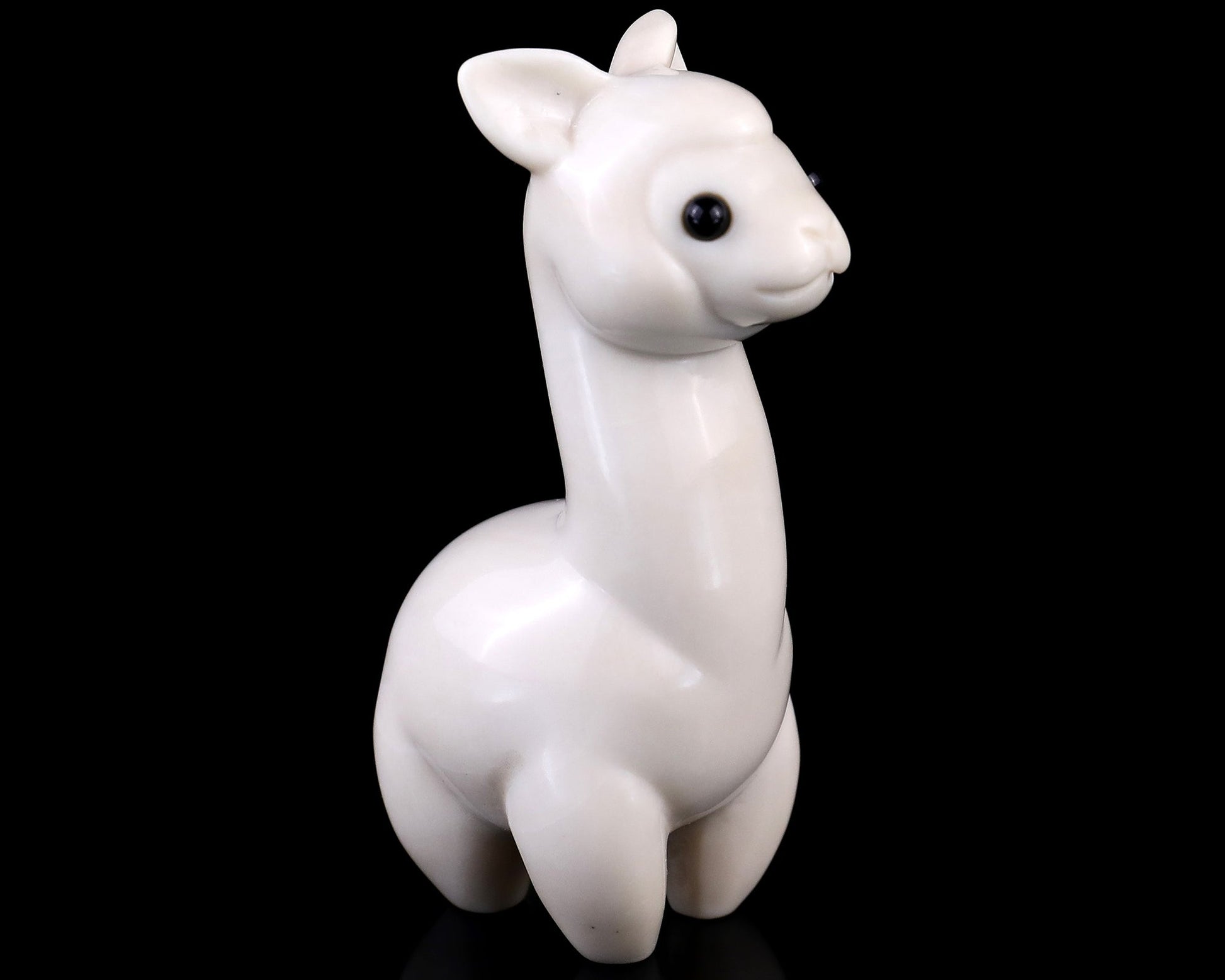 Nicedony 3.7" White Jade Hand Carved Crystal Alpaca Sculpture