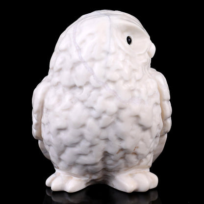 Nicedony 3.7" White Jade Hand Carved Crystal Owl Sculpture - View 5