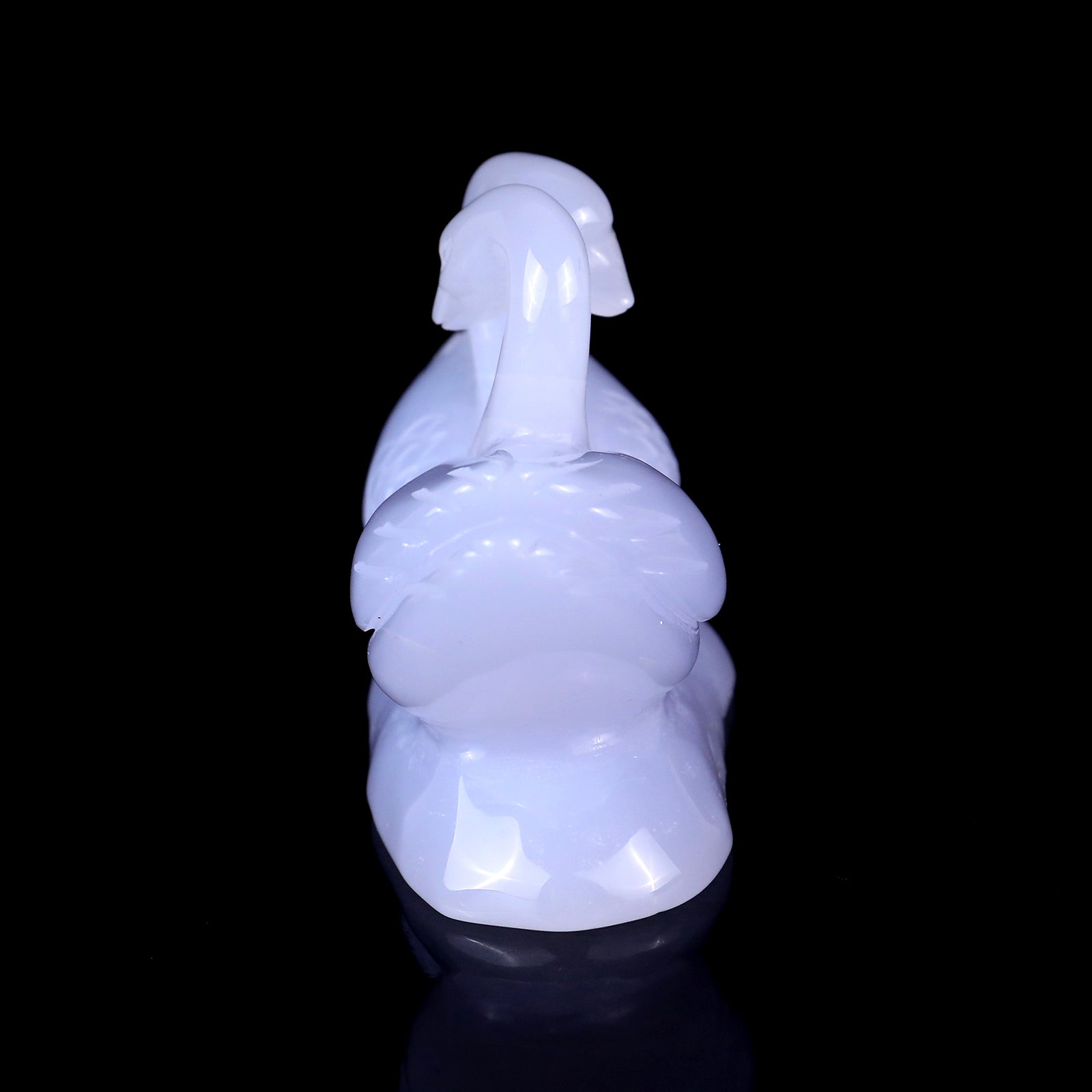 Nicedony 3.8" Blue Chalcedony Hand Carved Crystal Swans Sculpture - View 4
