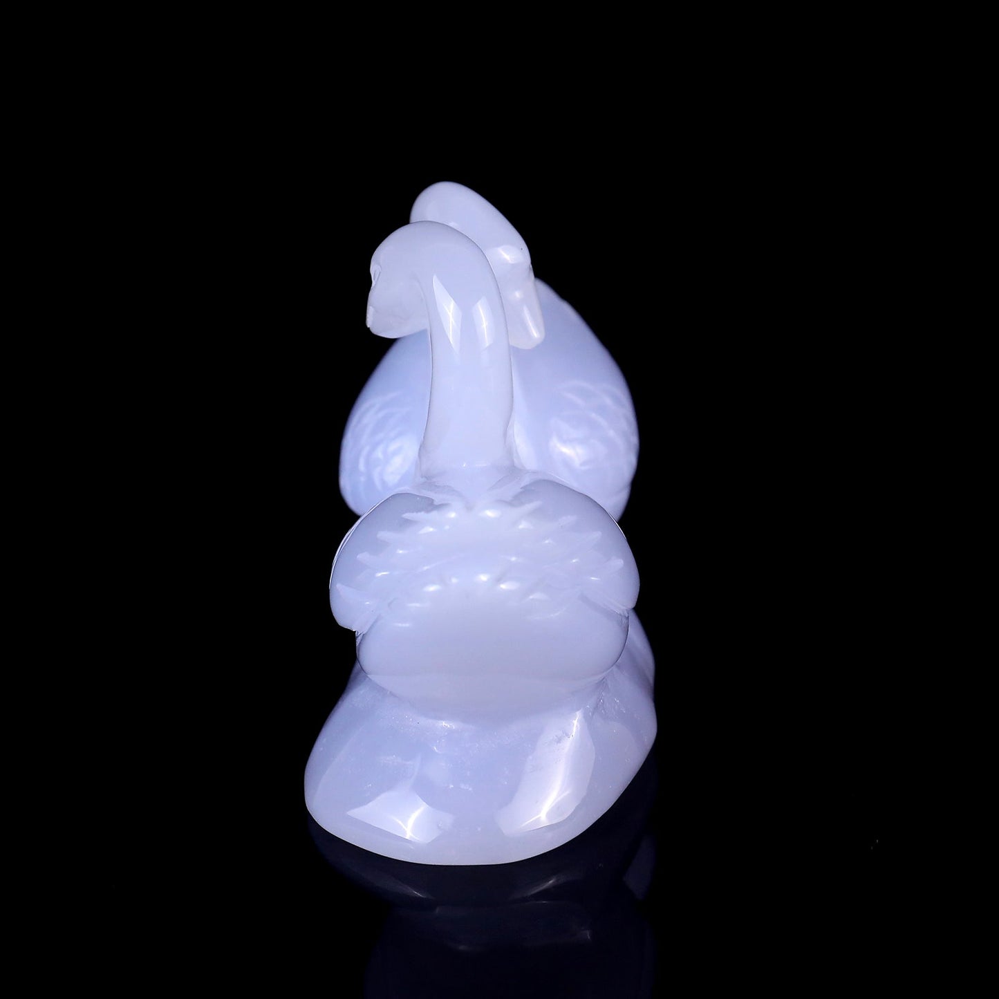 Nicedony 3.8" Blue Chalcedony Hand Carved Crystal Swans Sculpture - View 3
