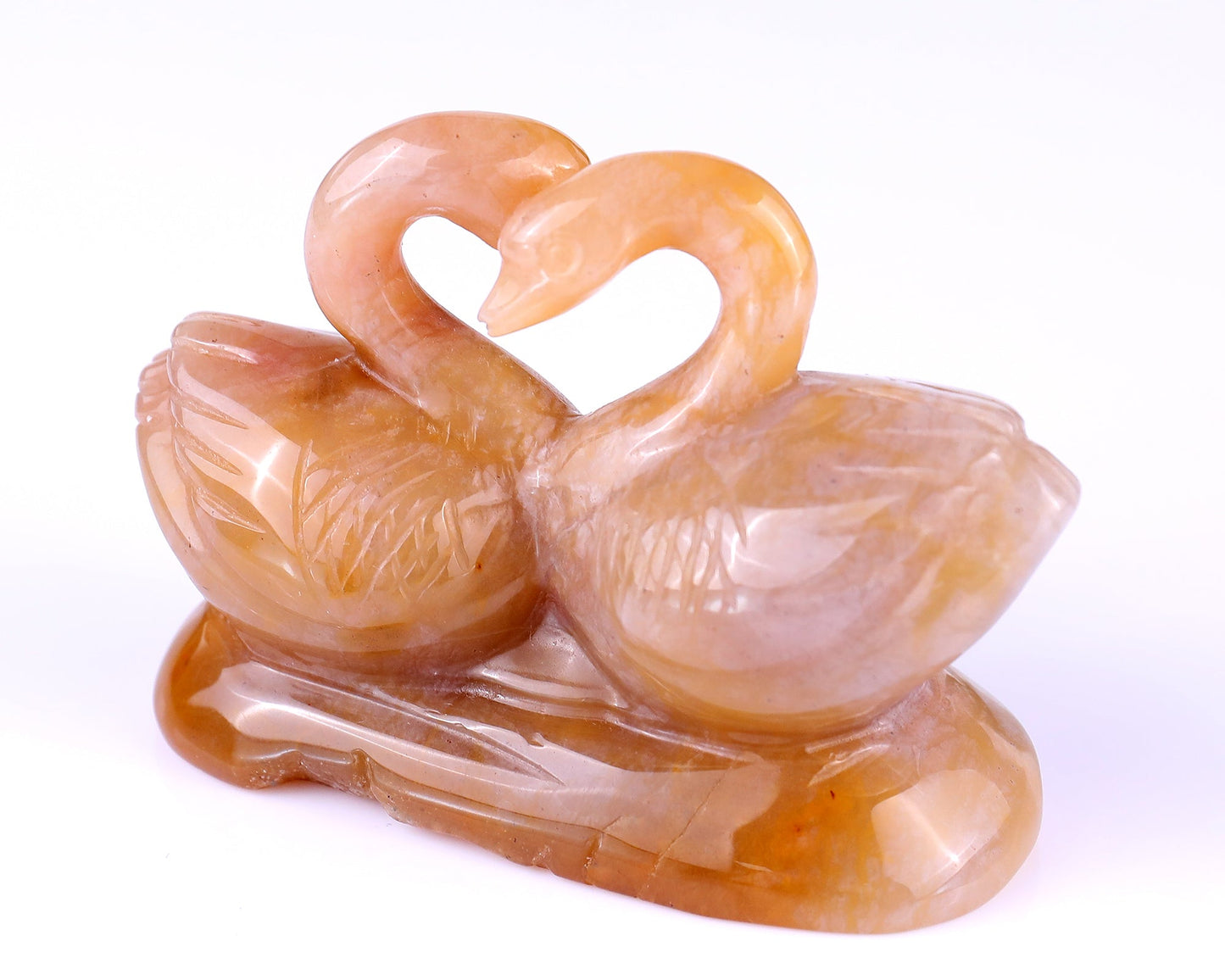Nicedony 3.8" Chalcedony Hand Carved Crystal Swans Sculpture - View 10