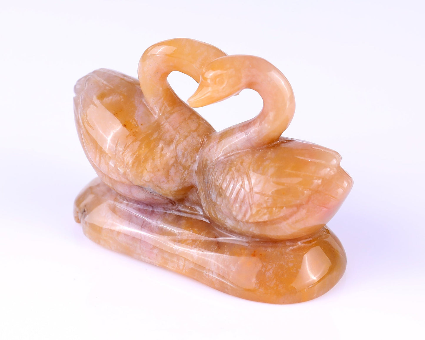Nicedony 3.8" Chalcedony Hand Carved Crystal Swans Sculpture - View 9