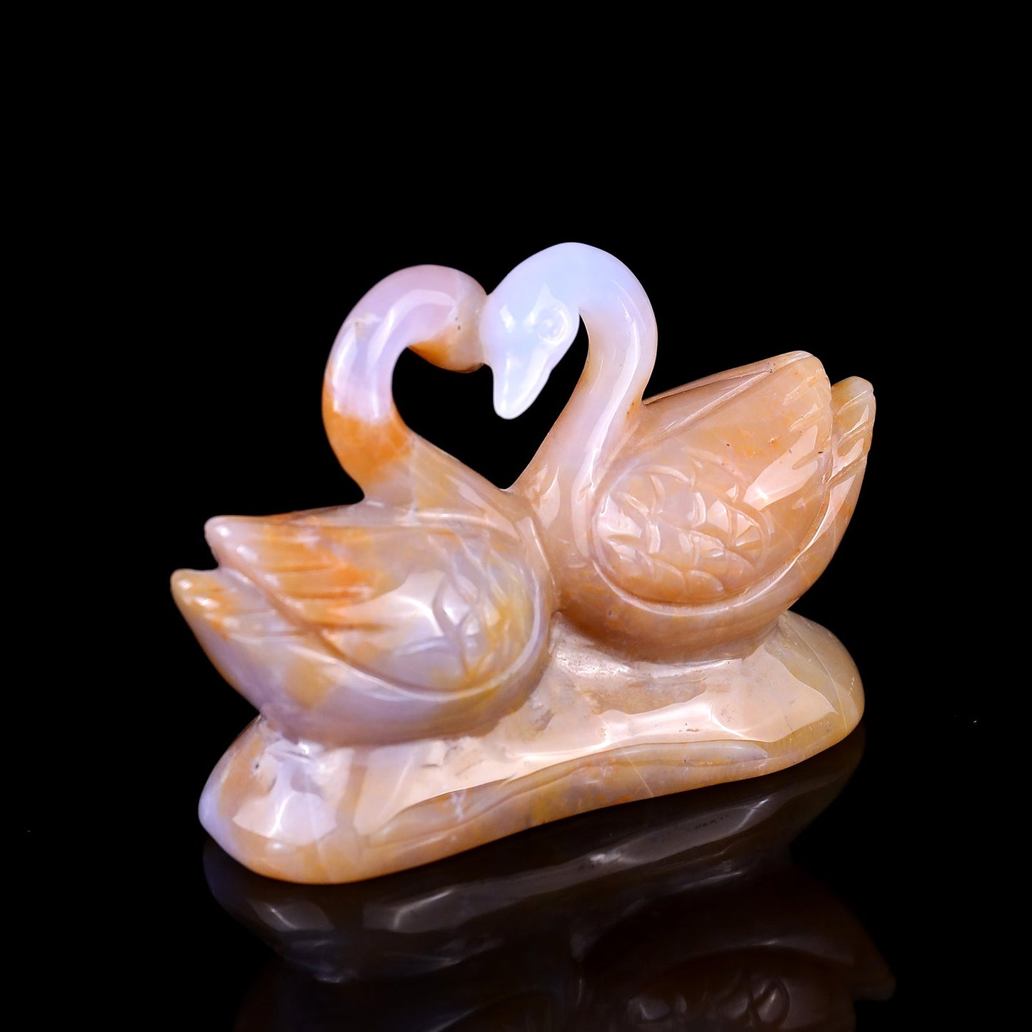 Nicedony 3.8" Chalcedony Hand Carved Crystal Swans Sculpture - View 12
