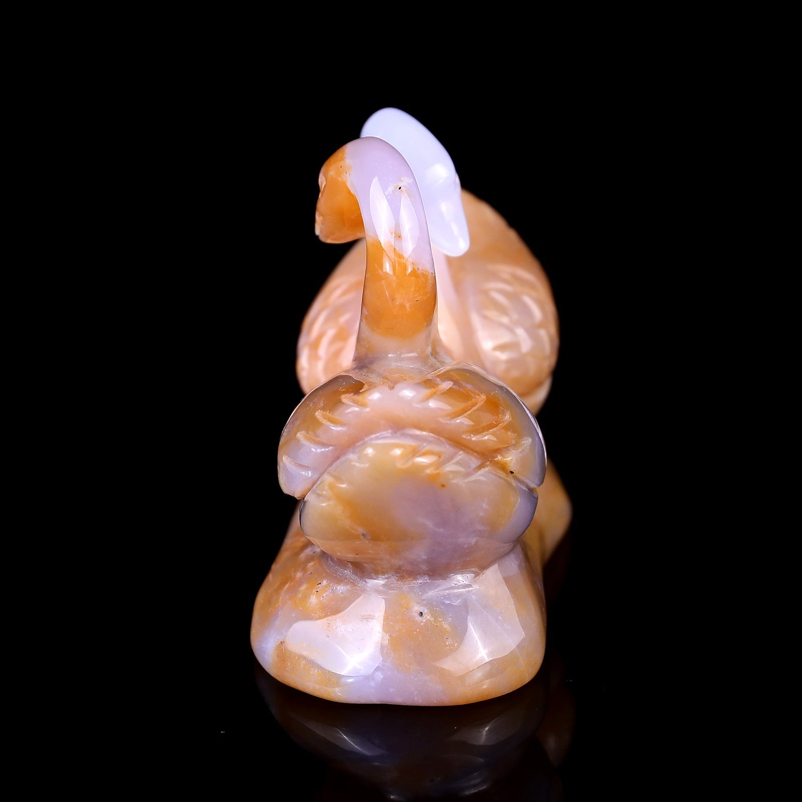 Nicedony 3.8" Chalcedony Hand Carved Crystal Swans Sculpture - View 13