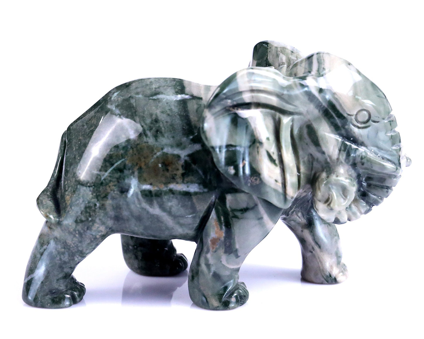 Nicedony 3.8" Jiulong Jade Hand Carved Crystal Elephant Sculpture - View 3