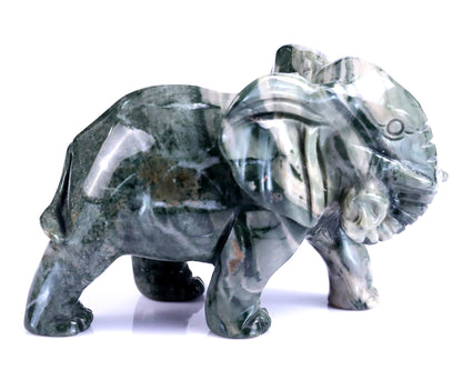 Nicedony 3.8" Jiulong Jade Hand Carved Crystal Elephant Sculpture - View 3
