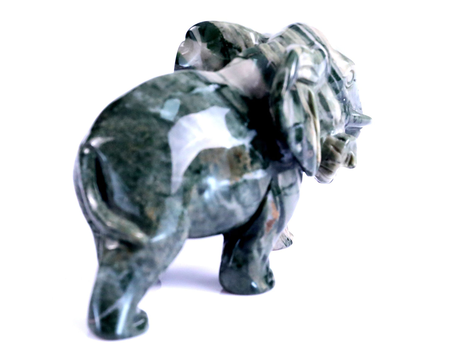 Nicedony 3.8" Jiulong Jade Hand Carved Crystal Elephant Sculpture - View 4