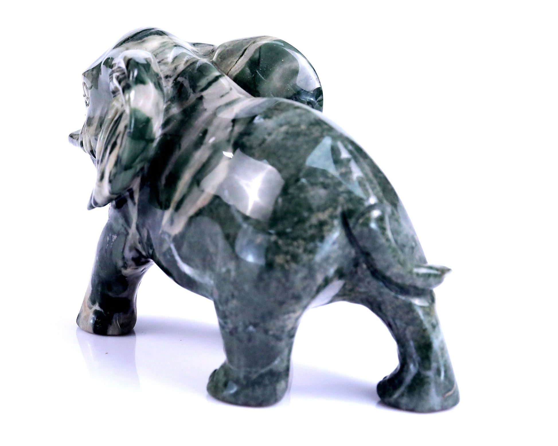 Nicedony 3.8" Jiulong Jade Hand Carved Crystal Elephant Sculpture - View 6