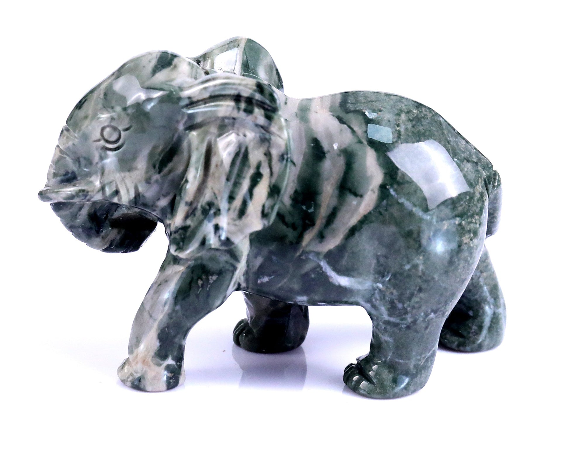 Nicedony 3.8" Jiulong Jade Hand Carved Crystal Elephant Sculpture - View 7