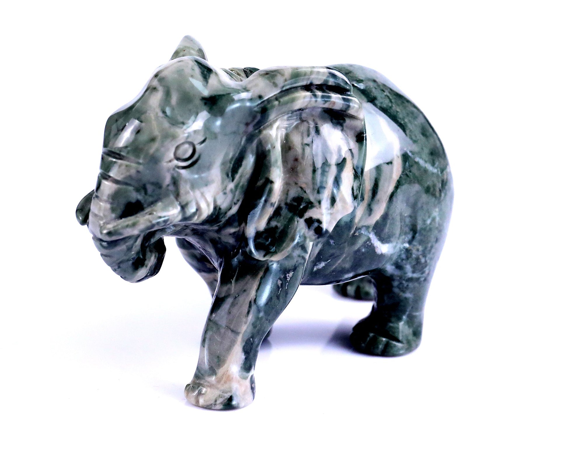 Nicedony 3.8" Jiulong Jade Hand Carved Crystal Elephant Sculpture - View 9