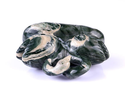 Nicedony 3.8" Jiulong Jade Hand Carved Crystal Swans Sculpture - View 7