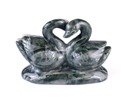 Nicedony 3.8" Jiulong Jade Hand Carved Crystal Swans Sculpture - View 4
