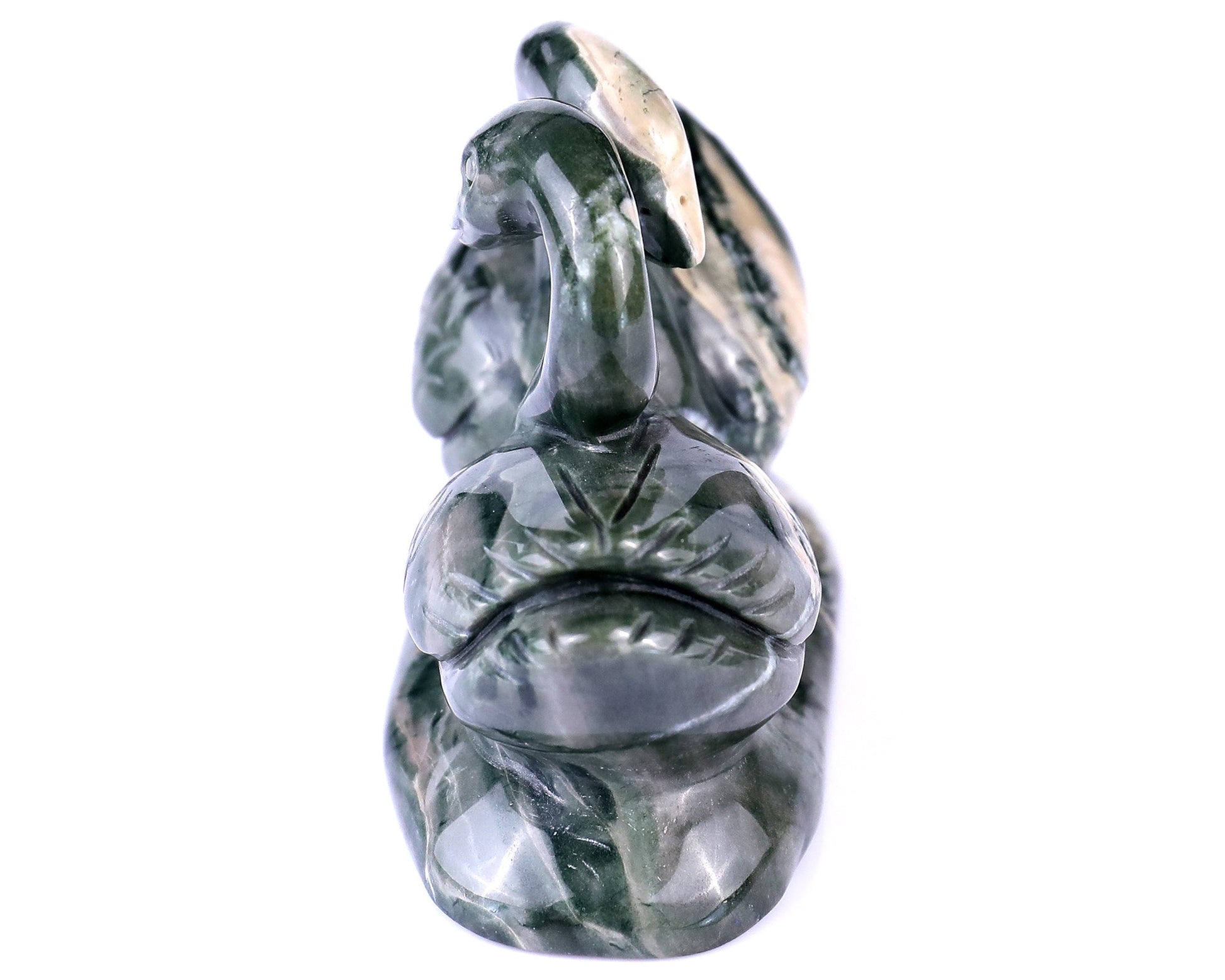 Nicedony 3.8" Jiulong Jade Hand Carved Crystal Swans Sculpture - View 3