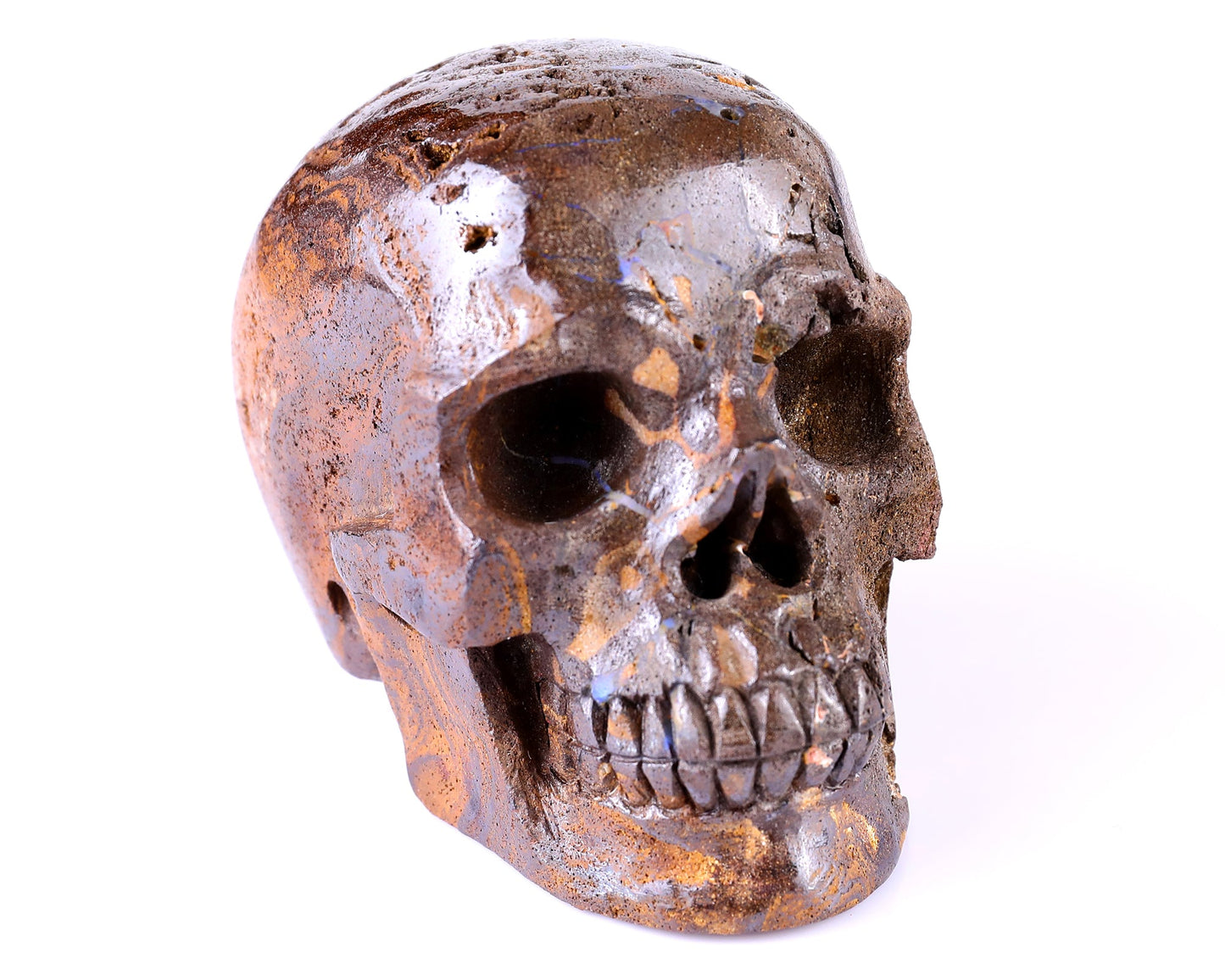 Nicedony 3.8" Opal Hand Carved Crystal Realistic Skull Sculpture - View 2