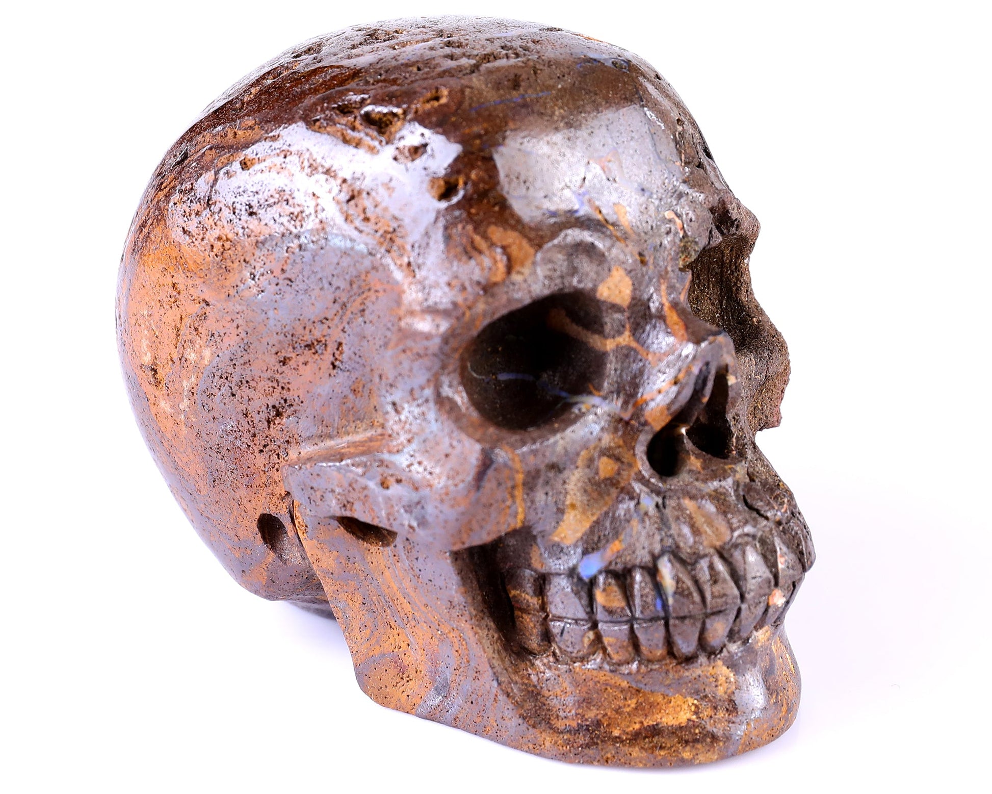 Nicedony 3.8" Opal Hand Carved Crystal Realistic Skull Sculpture - View 4