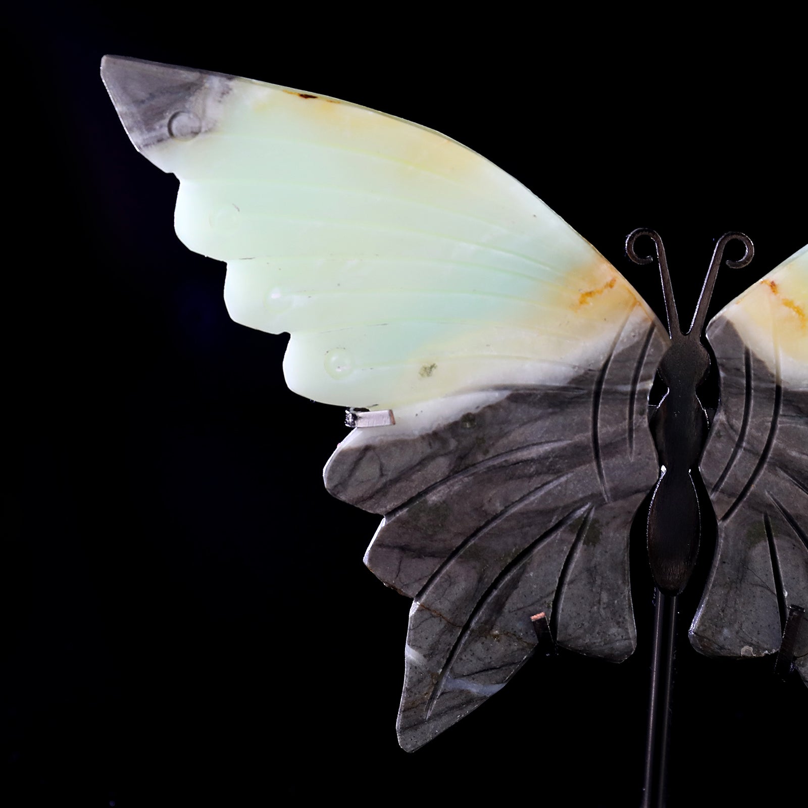 Nicedony 3.9" Amazonite Hand Carved Crystal Butterfly Wings Sculpture - View 3