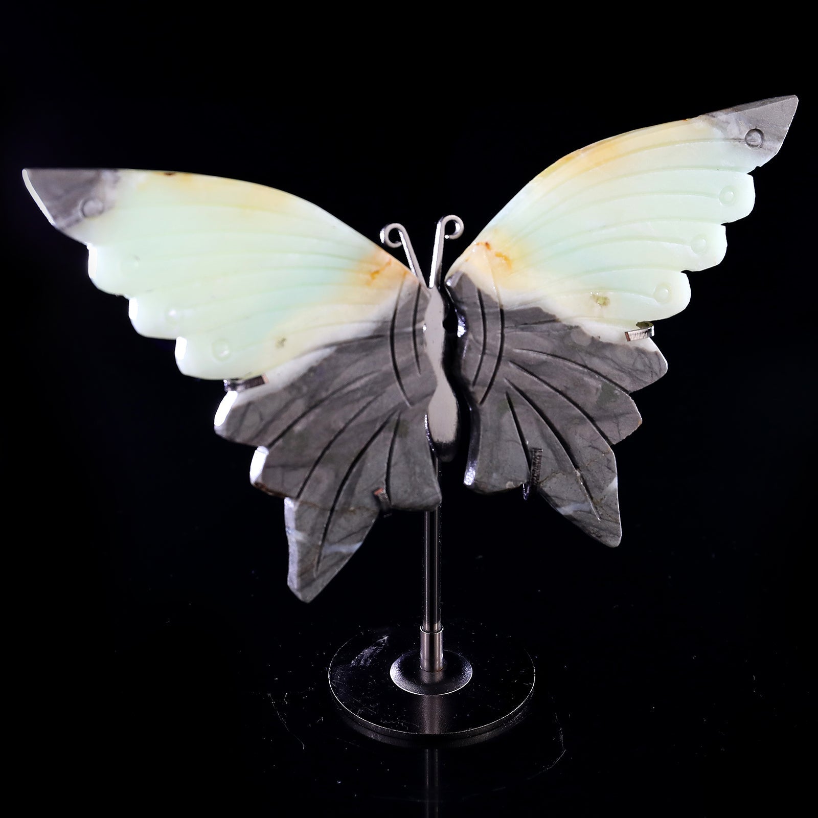 Nicedony 3.9" Amazonite Hand Carved Crystal Butterfly Wings Sculpture - View 4
