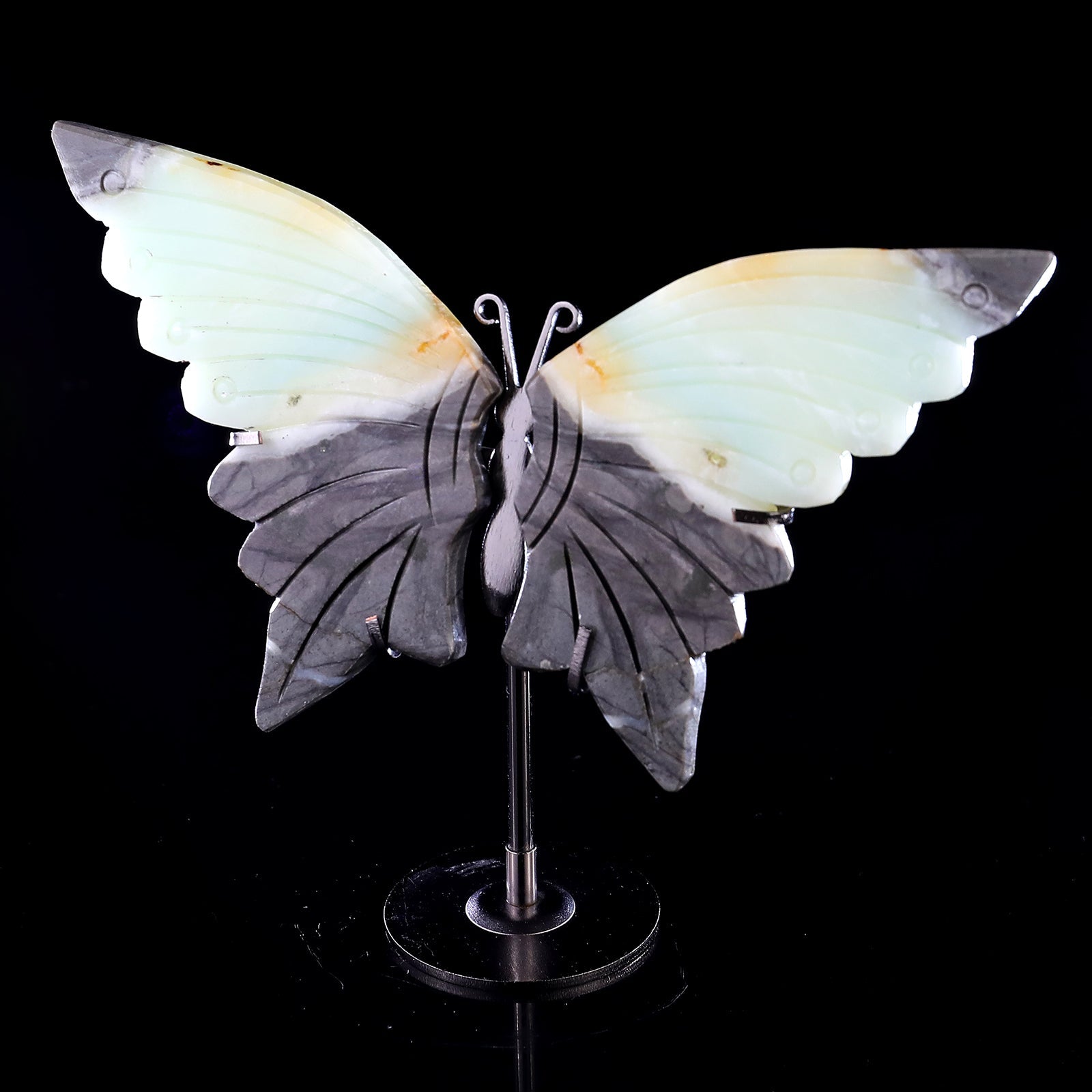 Nicedony 3.9" Amazonite Hand Carved Crystal Butterfly Wings Sculpture - View 7