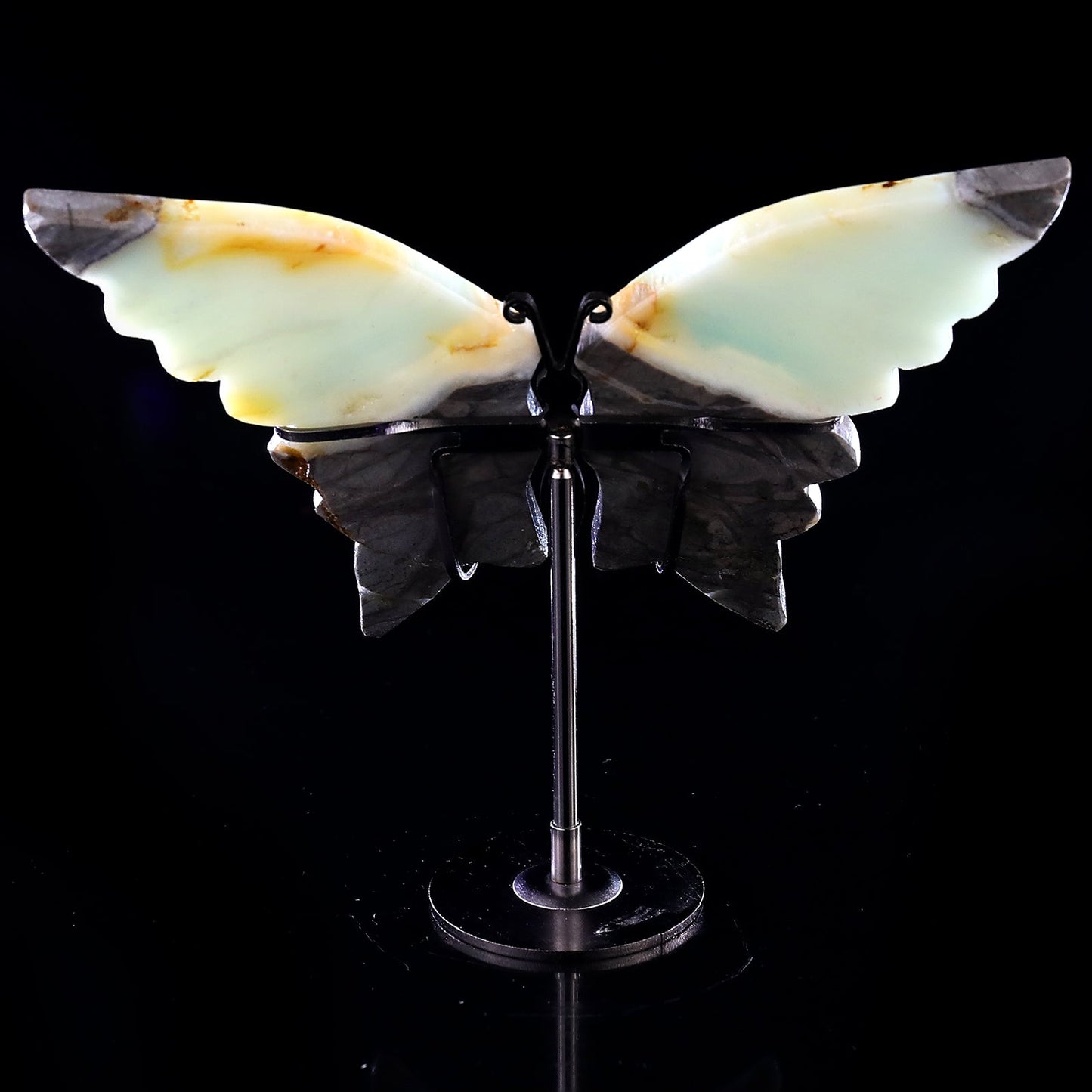 Nicedony 3.9" Amazonite Hand Carved Crystal Butterfly Wings Sculpture - View 6